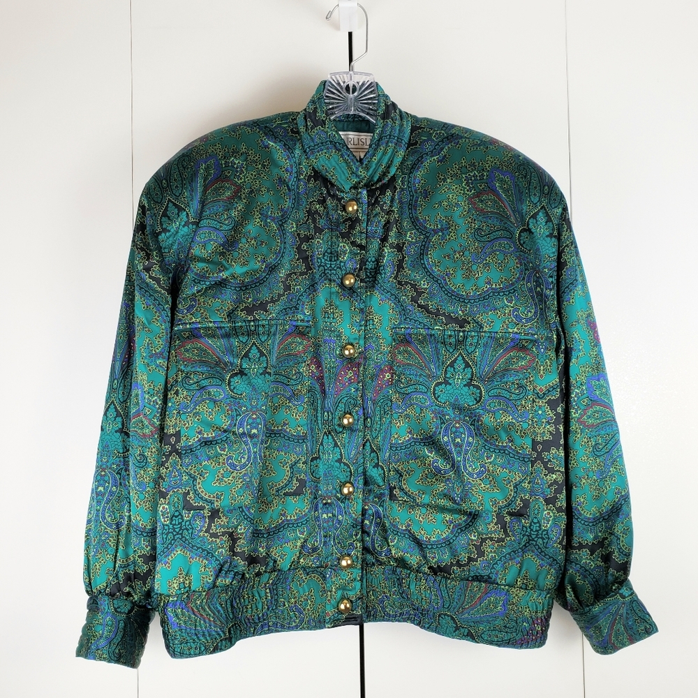 Carlisle Vintage Paisley Silk Bomber Jacket